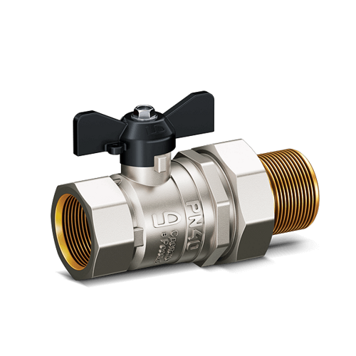 Кран шаровой LD Pride 3/4", ВР-"американка", черн. бабочка, никель
