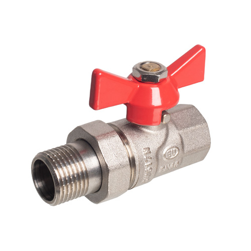 Кран шаровой Kromwell 1/2", ВР-"американка", красн. бабочка, никель
