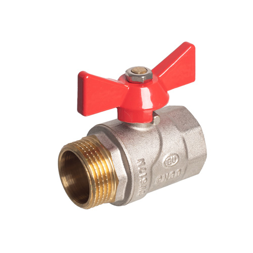 Кран шаровой Kromwell 1", ВР-НР, красн. бабочка, никель