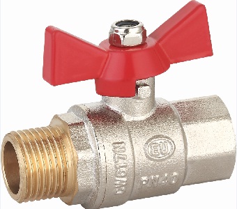 Кран шаровой Euros 3/4", ВР-НР, красн. бабочка, никель