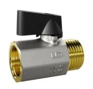 Кран шаровой LD Pride 1/2", ВР-НР, мини для сантех. приборов, черн. ручка-флажок, никель