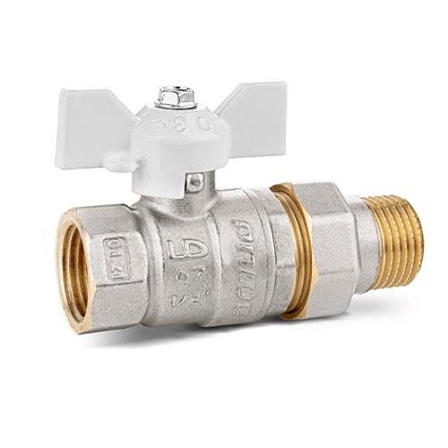Кран шаровой LD Pride 1/2", ВР-"американка", бел. бабочка, никель