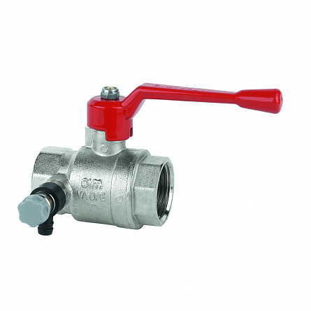 Кран шаровой Cimberio 1 1/4", ВР, с дренажем, красн. рычаг