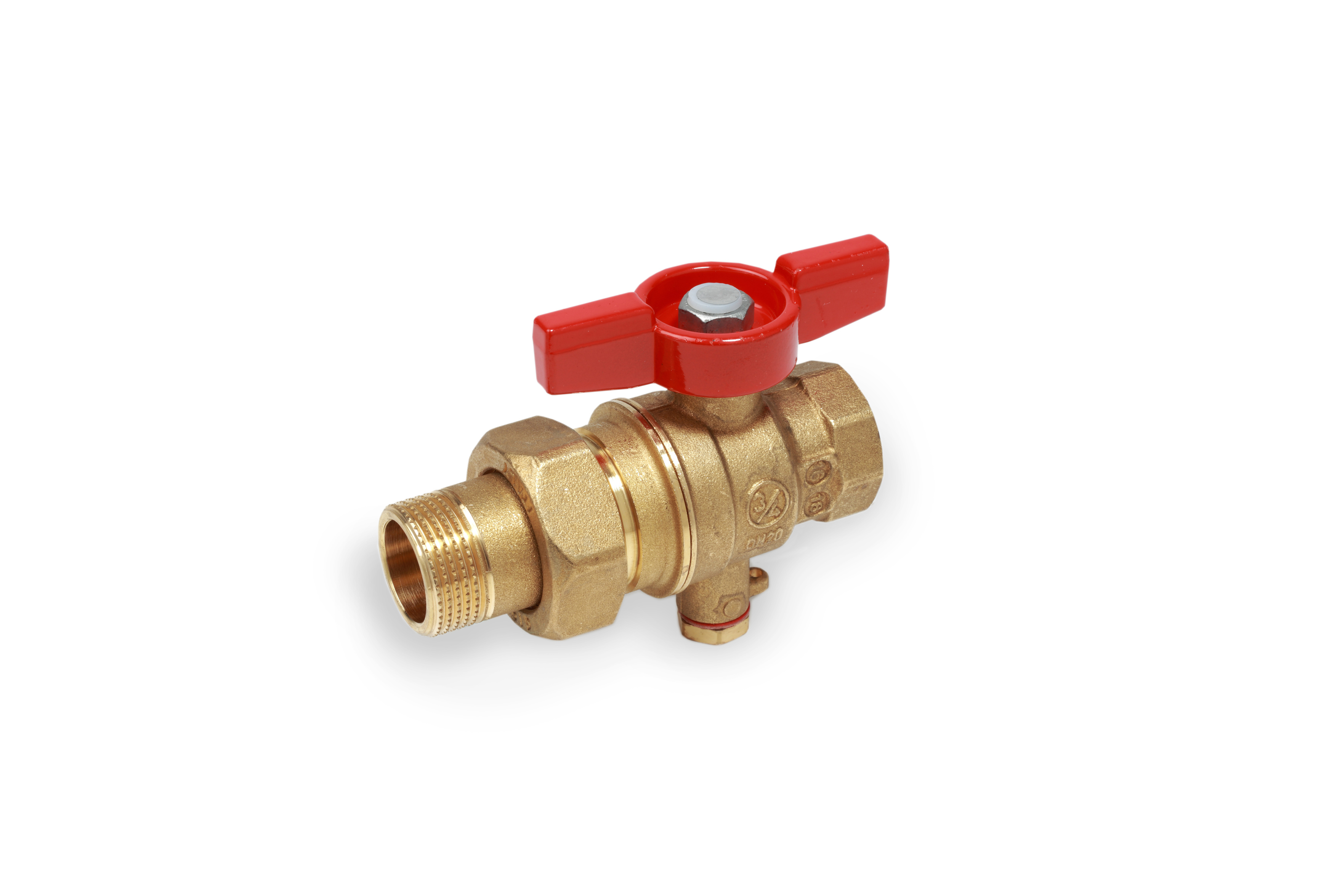 Кран шаровой Giacomini 3/4", ВР-"американка", под датчик, красн. бабочка