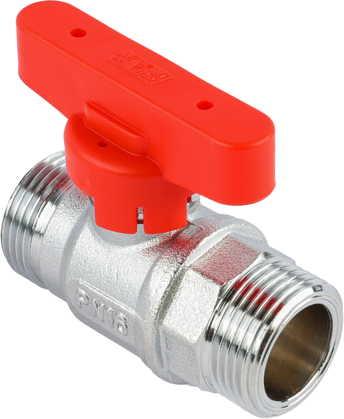 Кран шаровой FAR 3/4", НР, красн. бабочка, хром