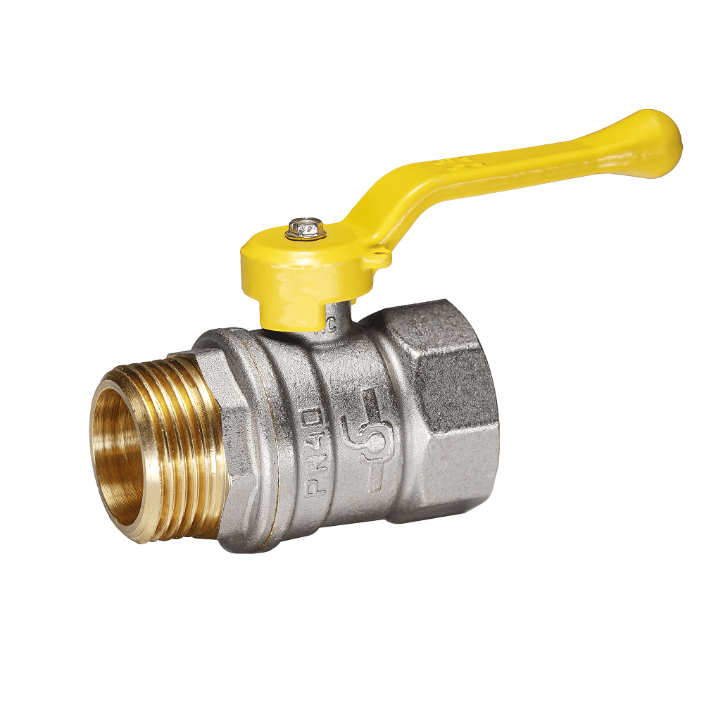 Кран шаровой TEMPER 3/4", ВР-НР, желт. рычаг, для газа