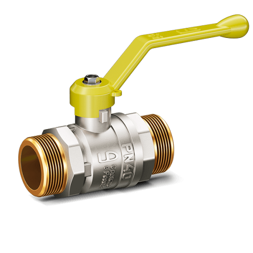 Кран шаровой LD Pride 3/4", НР, желт. рычаг, для газа никель