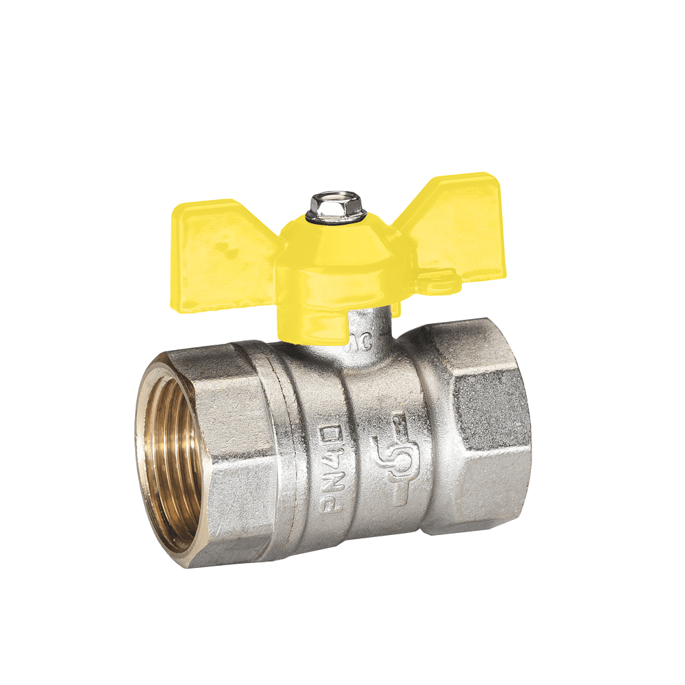 Кран шаровой TEMPER 3/4", ВР, желт. бабочка, для газа