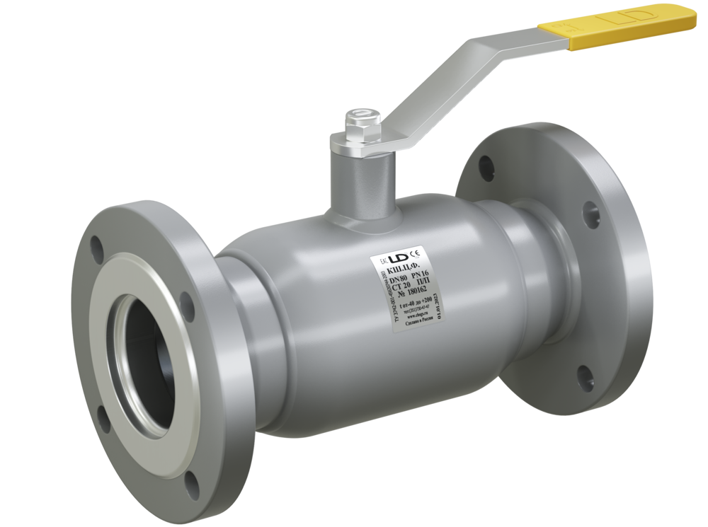 Кран шаровой LD КШЦФ DN32, Pn40 фланец, сталь 20, рычаг, для воды