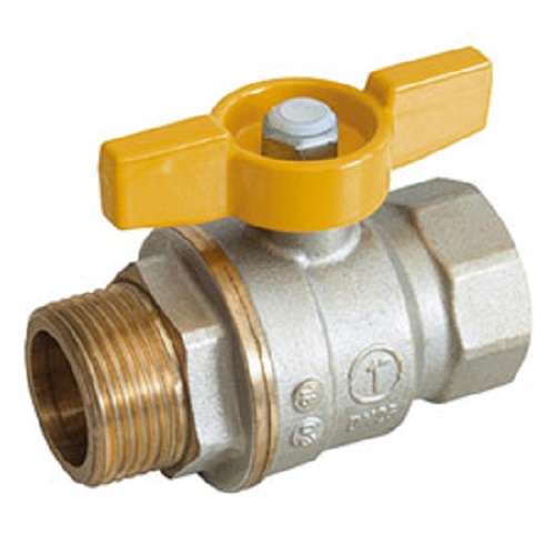 Кран шаровой Giacomini 1/2", ВР-НР, желт. бабочка, для газа, никель