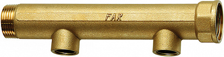 Коллектор 1 1/4", ВР-НР, 2 отвода 3/4", ВР, межосевое 100 мм FAR