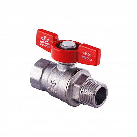 Кран шаровой Gekon 1/2", ВР-НР, красн. бабочка, хром