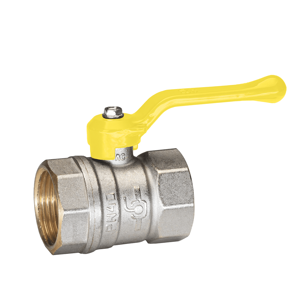 Кран шаровой TEMPER 1 1/2", ВР, желт. рычаг, для газа