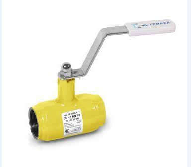 Кран шаровой TEMPER DN50, Pn40 ВР, сталь 20, рычаг, для газа
