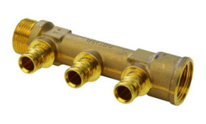 Коллектор Q&E 3/4" НР/ВР, 4x16 Ц/Ц35мм '10И, DR-латунь, Uponor
