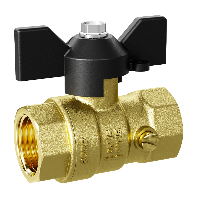 Кран шаровой LD Pride 1/2", ВР, для манометра, черн. бабочка