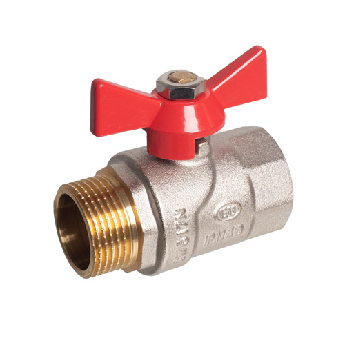 Кран шаровой Kromwell 3/4", ВР-НР, красн. бабочка, никель