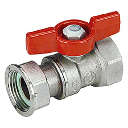 Кран шаровой Giacomini 3/4", ВР-накидная гайка, красн. бабочка, хром