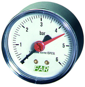 Манометр 1/4", торцевое соединение, 0-10 бар, -20...80°С, ф63 мм FAR