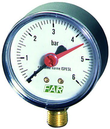 Манометр 1/4", радиальное соединение, 0-25 бар, -20...80°С, ф63 мм FAR