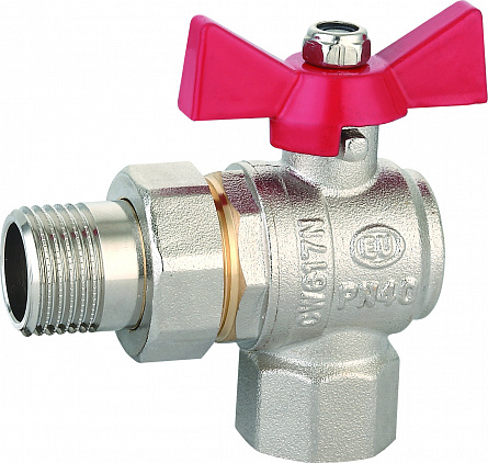 Кран шаровой Grand угловой с американкой (ручка-бабочка) 3/4" ВР-НР (Арт.:EU.ST1288040 34)