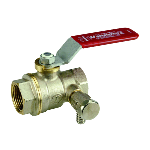 Кран шаровой с шаром DADO, полнопроходной со сливом, 1 1/2”, ручка-рычаг, красная, ВР-ВР, никелированный