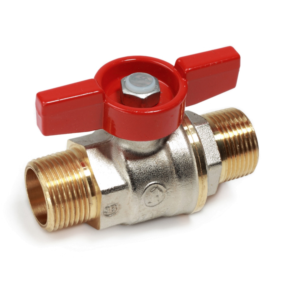 Кран шаровой Giacomini DADO 1 1/4", НР, красн. бабочка, никель