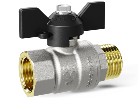 Кран шаровой LD Pride 1 1/4", ВР-НР, черн. бабочка, никель