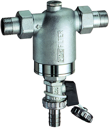 Фильтр 1/2", НР-НР, 100 мкм, с манометром, Tmax: 95 °С, 25 бар FAR