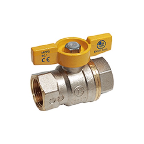 Кран шаровой Giacomini 1/2", ВР, желт. бабочка, для газа, никель