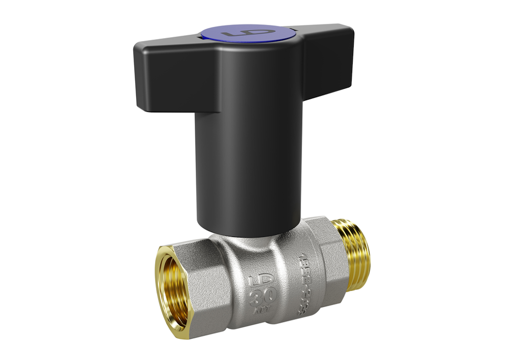 Кран шаровой LD Pride 1/2", ВР-НР, черн. высокая ручка, никель