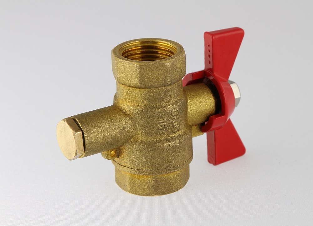 Кран шаровой Ridan 1/2", ВР, под датчик, красн. бабочка