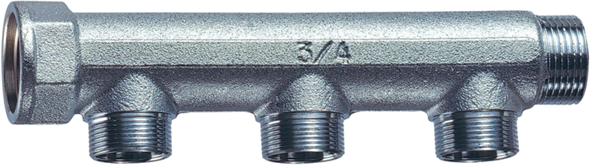 Коллектор 1" (ВР-НР) с 3 отв. 3/4" НР (межосев. 50 мм) FK 3675 134 пл. торец