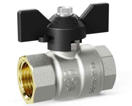 Кран шаровой LD Pride 1 1/4", ВР, черн. бабочка, никель