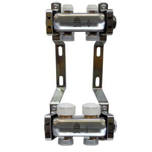 Коллекторный блок для тепл.пола и радиаторного отопления 1"x3/4"EU отв.-2, в комплекте:  термостат.
