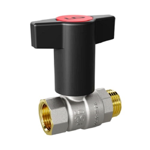Кран шаровой LD Pride 1/2", ВР-НР, черн. высокая ручка, никель