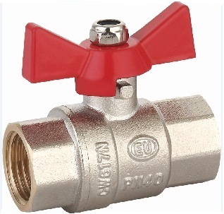 Кран шаровой Euros 1/2", ВР, красн. бабочка, никель