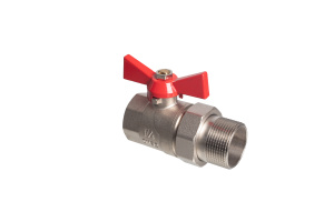 Кран шаровой Kromwell 1 1/4", ВР-"американка", красн. бабочка, никель