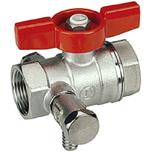 Кран шаровой Giacomini 1", ВР, с дренажем, красн. бабочка, хром