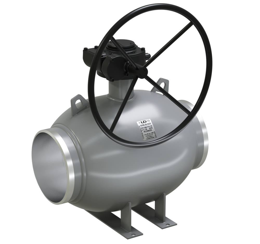 Кран шаровой LD КШЦП DN300, Pn16 приварка, сталь 20, с редуктором